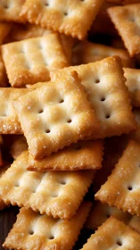 Saltine Crackers with Perforated Surface Pattern.