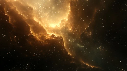 Stellar dust cloud with illuminated core and sparse stars.