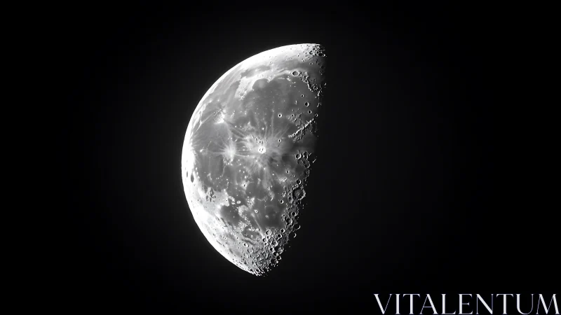 Half-illuminated moon shows detailed craters and maria clearly