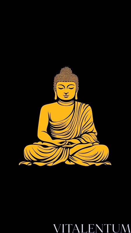 Minimalist golden Buddha silhouette on black background.