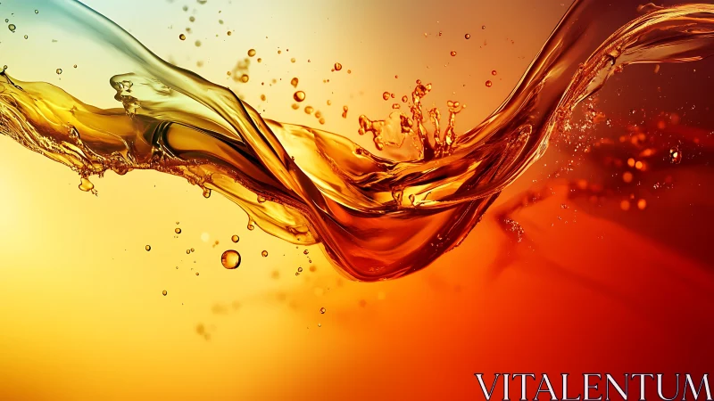 Golden liquid waves dance in warm glowing light together