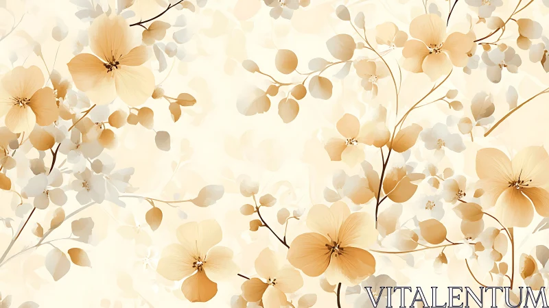 Delicate Floral Composition in Warm Beige and Cream Tones