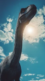 Sky-tall sauropod gazes past the sun in a quiet deep-time day.