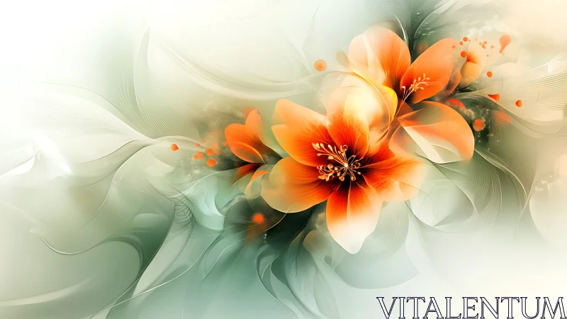 Orange Gradient Blossom Digital Composition.
