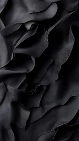 Layered charcoal satin folds in dramatic abstract study.