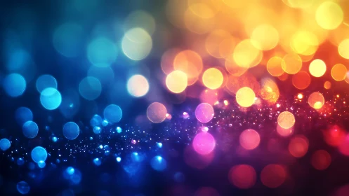 Vibrant bokeh lights in blue and gold abstract background style.