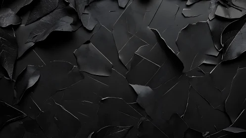 Textured black cracked surface with layered matte fragments.