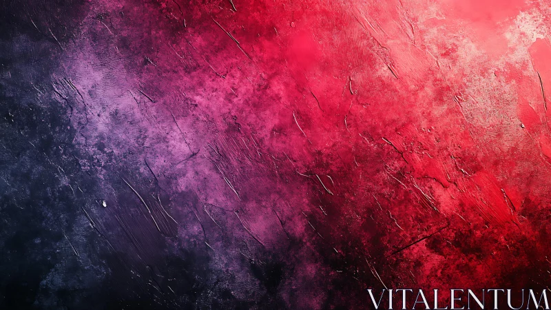 Bold abstract textured painting in red and purple gradient style.