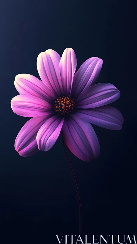Violet Daisy Blooms Against Darkness.