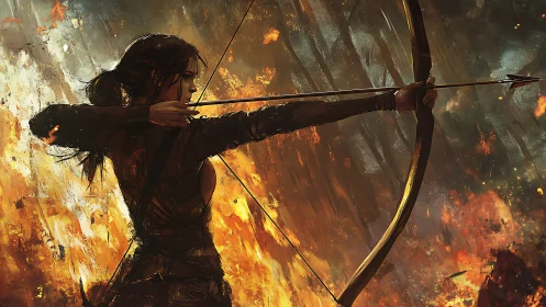 Flame-limned archer carves a calm trajectory through chaos