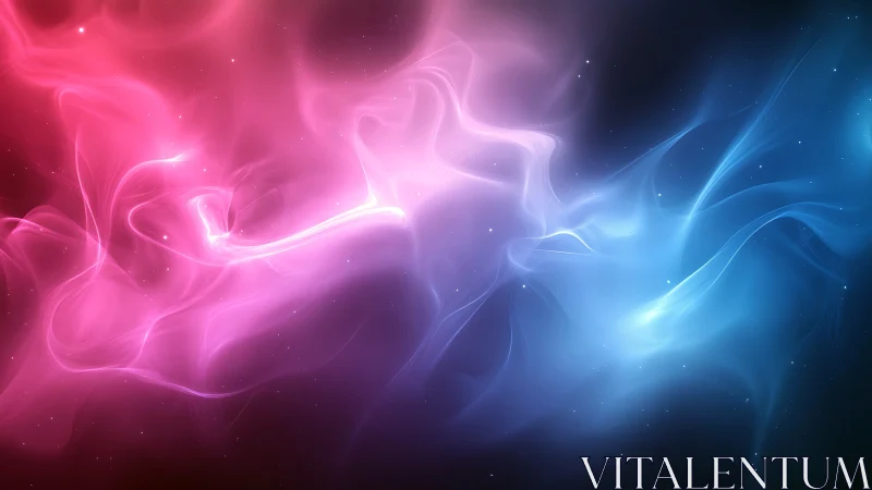 Colorful cosmic nebula swirls blend pink and blue light.