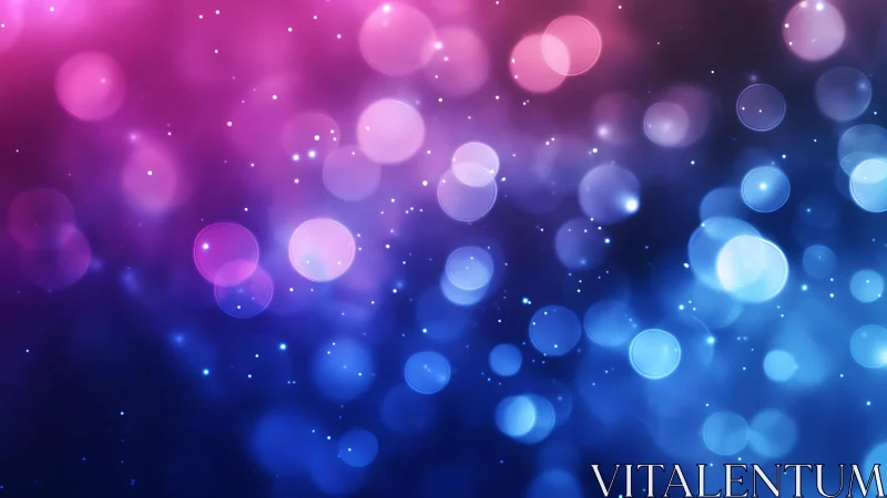 Vibrant bokeh lights in pink and blue gradient, abstract style.