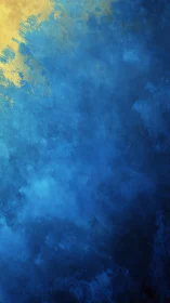 Textured cobalt and cyan abstract gradient with golden accent