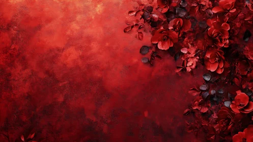 Red Floral Composition with Textured Background