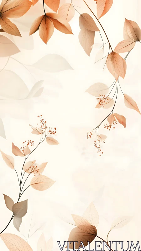 Soft copper leaves drift upward through quiet morning light