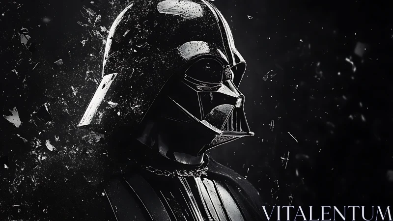 Helmeted sci fi antagonist rendered with high contrast lighting