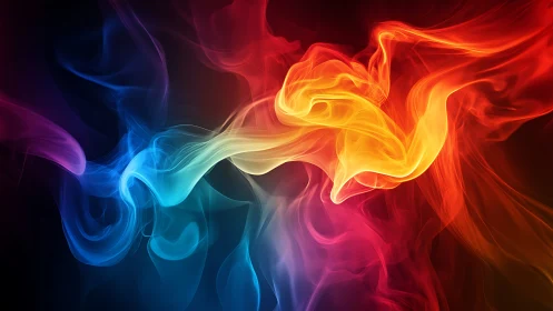 Vibrant Neon Smoke Waves: Dynamic Color Blend.