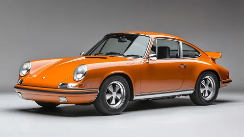 Bright orange classic coupe basking in timeless road-ready style.