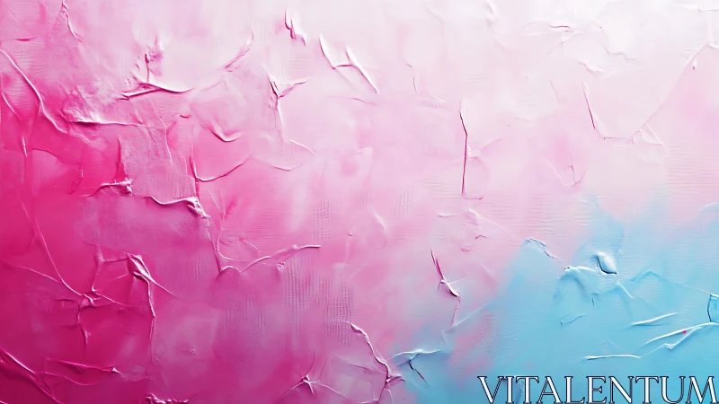 Impasto gradient abstraction explores pink to cyan chromatic drift