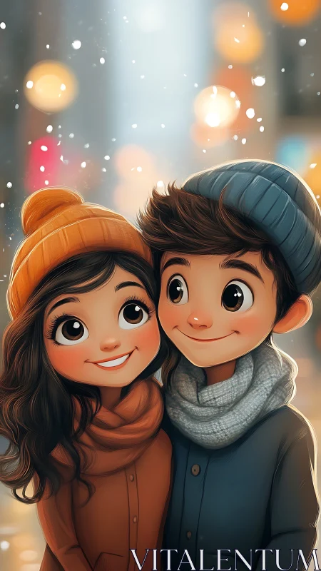 Winter Romance: Two Hearts in the Glow.