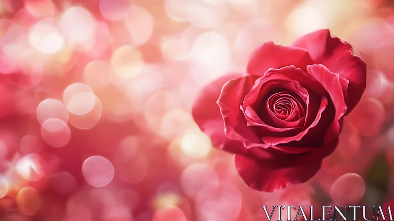 Crimson Romance Blooms Against Softly Glowing Bokeh Dreams