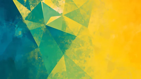Geometric teal and yellow abstract gradient background.