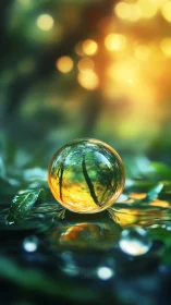 Forest dawn trapped in a dewdrop oracle sphere.