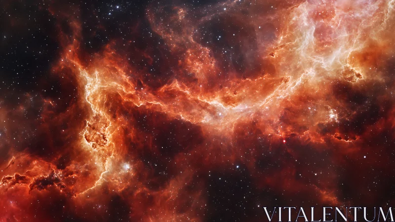 Rivers of starlit fire drifting through a quiet red nebula.