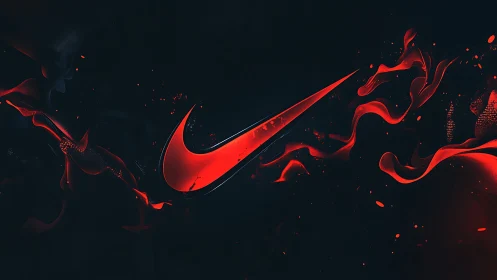 Bold red swoosh glows with energy against deep dark space