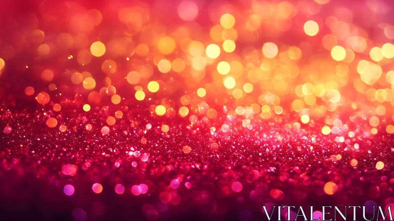 Vibrant red and gold glitter bokeh background in abstract style.