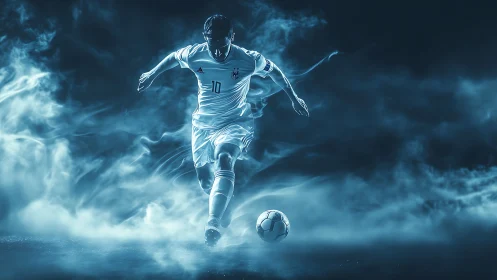 Ghostlight striker racing through swirling midnight smoke.