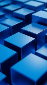 Parallel blue cubic array renders with soft specular reflections