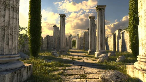 Sunlit 3D reconstruction of ruined classical colonnade