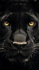 Black Leopard Direct Stare Portrait.
