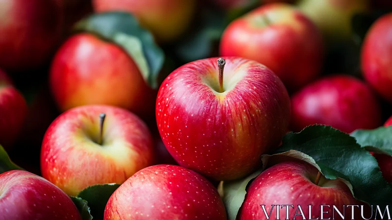 Fresh red apples piled closely in bright natural light.