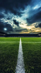 Stormlit soccer field waiting quietly for kickoff magic.