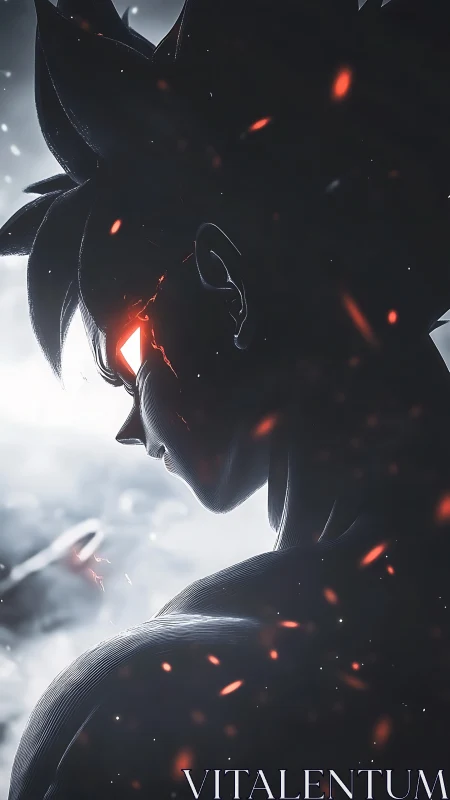 Starlit warrior in embers, carved from shadow and storm.