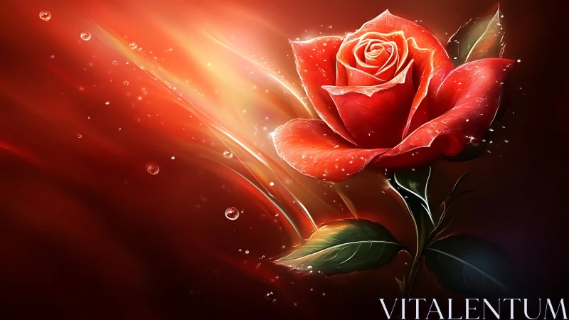 Luminescent Red Rose with Dynamic Energy Streams