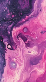 Pink and purple fluid abstract shows swirling marbled forms