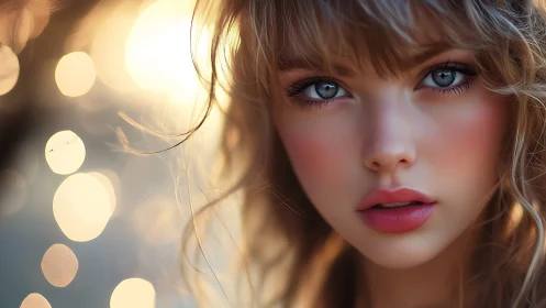 Portrait uses shallow depth of field, bokeh highlights and soft rim lighting