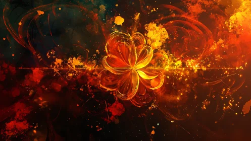 Radiant vortex blossom under turbulent chromatic combustion.