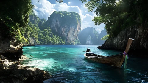 Turquoise Sanctuary: Where Limestone Cliffs Frame Paradise.