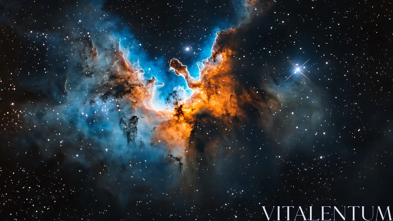Nebula wings ignite cosmic dust in teal and ember light