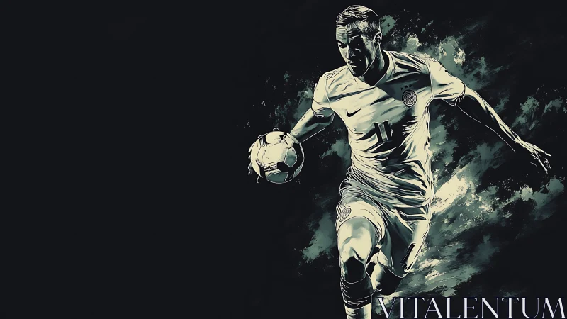 Midnight striker carves light through a storm of brushstrokes