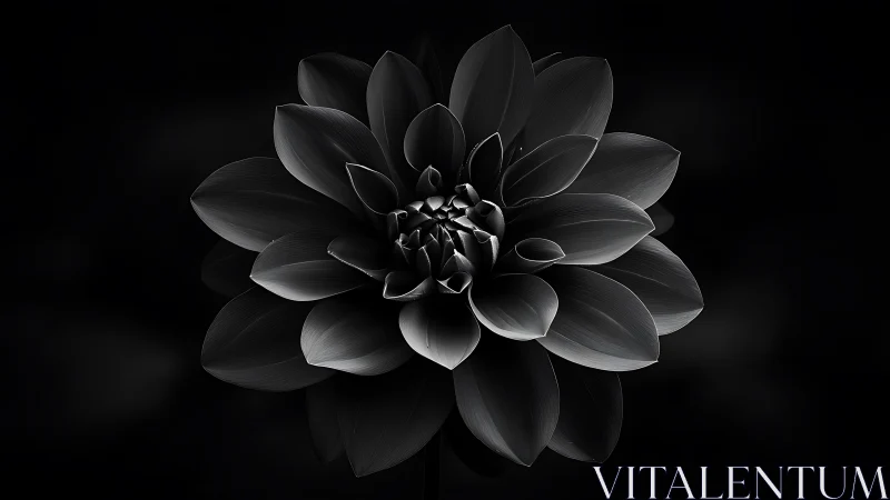 Dahlia Bloom in High Contrast Black and White.