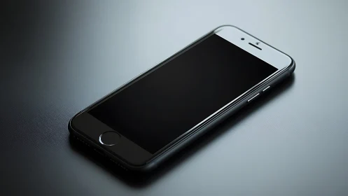 Smartphone with illuminated display screen in studio lighting setup