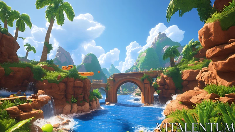 Tropical Gateway: Where Ancient Stone Meets Vibrant Paradise.