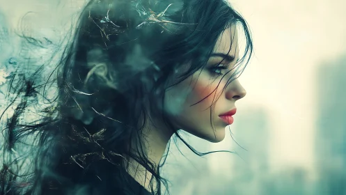 Side-profile digital portrait isolates subject amid blurred field