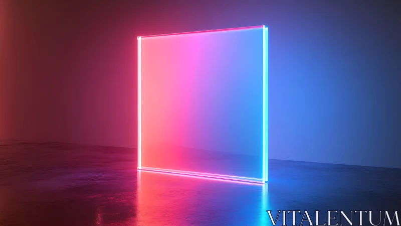 Neon glass portal installation in gradient chromatic space.