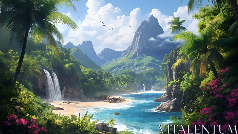 Paradise Carved: Tropical Canyon Where Waterfalls Kiss the Azure.